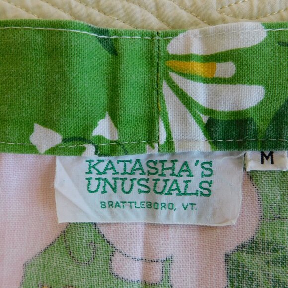 VTG Katashas Unusuals pink elephant novelty wrap skirt & rare matching book tote - Picture 8 of 16